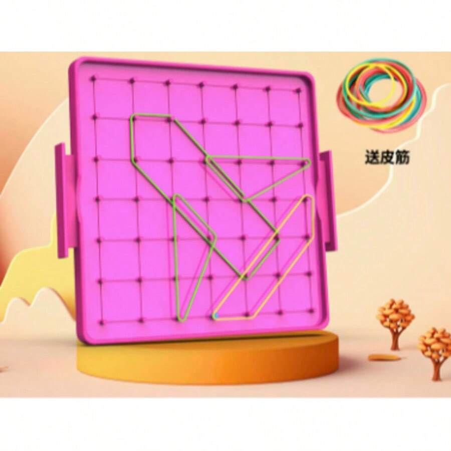 1st & 2nd Grade Plastic Pegboard, Elementary Math Geometry Shape Recognition, Double-Sided Learning Board, Multifunctional Educational Tool, Double-Sided Pegboard With Clock Face On One Side To Learn Time And Angles, Hands-On Peg Arrangement On The Other Side