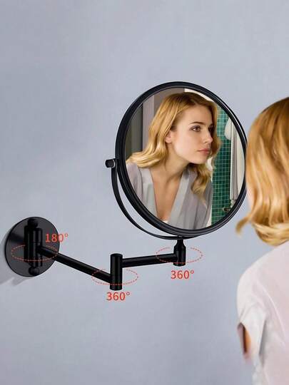 Wall Mounted Bathroom Mirror - 1X/3X Magnifying Makeup Mirror, Double-Sided Magnifying Mirror, Extendable Wall Mounted Bathroom Magnifying Mirror, 360 Degree Rotation