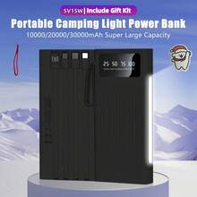 Pin dự phòng sạc nhanh di động dung lượng siêu lớn 10000/20000/30000mAh 5V2A, Bộ sạc phong cách tối giản cho doanh nhân, Thiết kế với 4 dây cáp, Đèn cắm trại siêu sáng 4 chế độ, Phải có khi đi du lịch, Dành cho iPhone 6 7 8 X XR 11 12 13 14 15 16 Pro Max Dành cho iPad, Điện thoại Android, Quà tặng cho gia đình, bạn bè, trẻ em, Sinh nhật, Giáng sinh, Mùa đông, tối Thích hợp cho hoạt động vui chơi ngoài trời, Mua sắm, Du lịch, Nguồn điện di động Sạc siêu nhanh, Màn hình LED hiển thị nguồn, Bộ sạc di động cho thiết bị Android và iPhone có cổng USB và Type-C, Pin lithium polymer an toàn và ổn định. - màu đen - Xem 1