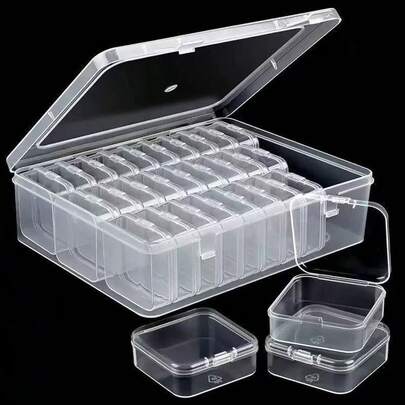 Transparent 30-Cell Plastic Storage Box For Beans, Large Capacity, For Organizing And Sorting, Dust-Proof Storage Box With Multiple Functions