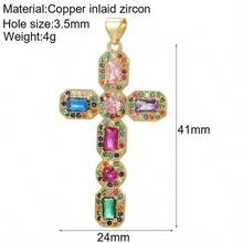 1pc Minimalist Copper Cross & Heart Shaped DIY Jewelry Pendant, Versatile Handmade Accessory - Multicolor - View 28