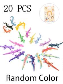 2/5/10/20/30个壁虎摆件，附赠礼品袋 - 关节可活动，色彩鲜艳 - 派对礼品套装，彩色动物模型，适合作为生日礼物、节日礼物、派对礼品袋填充物、复活节礼物、办公室装饰、桌面摆件 - 彩色 - 查看 16