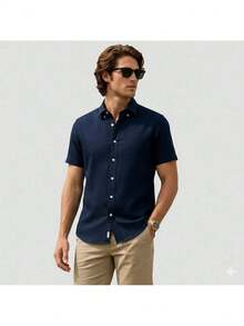 Men's Slim Fit Shirt Kit With Italian Collar (2 Units) - Navy Blue - View 5