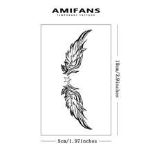 AMIFANS 半永久天使翅膀和星星纹身贴纸，可持续1-2周，持久耐用，果汁纹身，逼真纹身，浪漫纹身，仿真纹身，防水，外观逼真，小众设计纹身，水果纹身，植物纹身 - 黑色 - 查看 3