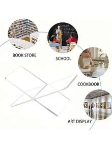 1pc Acrylic Bookshelf, X-Shaped Transparent Bookshelf, Acrylic Bookshelf, Bible Rack, Acrylic Book Display Shelf, Food Display Shelf, Acrylic Reading Rack, Kitchen Recipe Shelf, Transparent X-Shaped Bookshelf, Desktop Display Rack, Magazine & Book Storage Rack - Multicolor - View 8