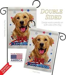 Breeze Decor Patriotic Yellow Labrador Retriever Garden Flag-Set With Stand Dog Puppy Spoiled Paw Canine Fur Pet Nature Farm Animal Creature House Banner Small Yard Gift Double-Sided, Made In USA - White - 查看 3