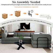 MERAX L-Shaped Modular Sofa Bed In Corduroy Fabric, Ideal For Living Rooms And Apartments, Gray - 灰色的 - 查看 8