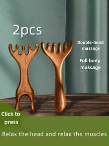 2pcs Deer Antler Comb Set | Scalp Massager And Acupressure Tool | 6-Prong Design For Head, Eye, And Face Massage | Natural Comb Helps Hair Growth, Relaxation And Stress Relief | Wellness Gift - View 2