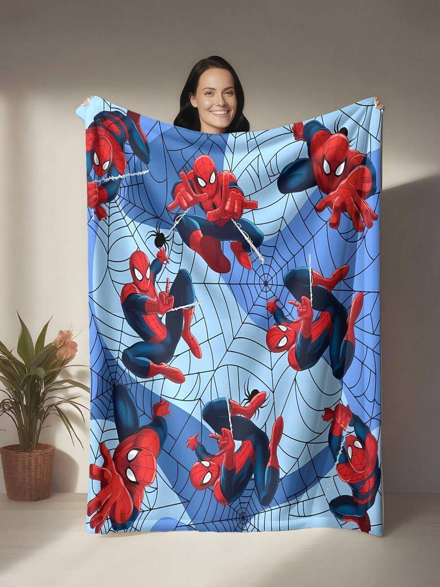 Marvel This Is A Spider-Man Themed Flannel Blanket, With A Light Blue Gradient As The Base Color, Paired With The Classic High-Saturation Red And Blue Colors Of Spider-Man. The Muted Base Color Reduces Visual Stimulation, While The Character Colors Stand Out For Easy Identification. It Has The Features Of Being Aesthetically , Warm, And Soft, Suitable For Use As A Sofa Throw, Nap Blanket, Or Bedding Decoration.