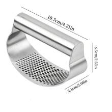 1pc Manual Stainless Steel Garlic Press, Home Garlic Crusher, Garlic Mincer Tool - Silver - View 8