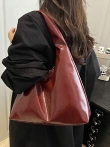 Tas Tote Wanita Ukuran Besar, Tas Bahu dengan Desain Modis, Tas Tangan Kasual Elegan - Merah - View 6