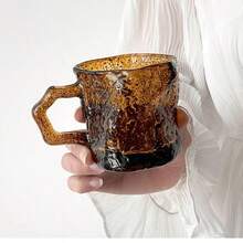 2pcs Amber Handle Glacier Glass Cup, High-End Milky Way Milk Coffee Water Mug For Home Use - Coffee - View 8