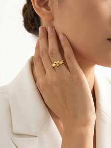 S925 Sterling Silver 18K Gold Plated Geometric Twisted Ring, Minimalist Style For Daily Wear - Twist Ring - View 5