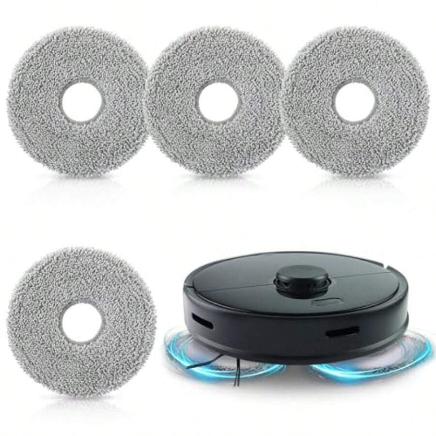 4 Pack Microfiber Replacement Mop Pads For IRobot Plus 505/405 Combo Robot Washable Reusable Floor Cleaning Pads Exact Fit Soft White - như hình - Xem 1