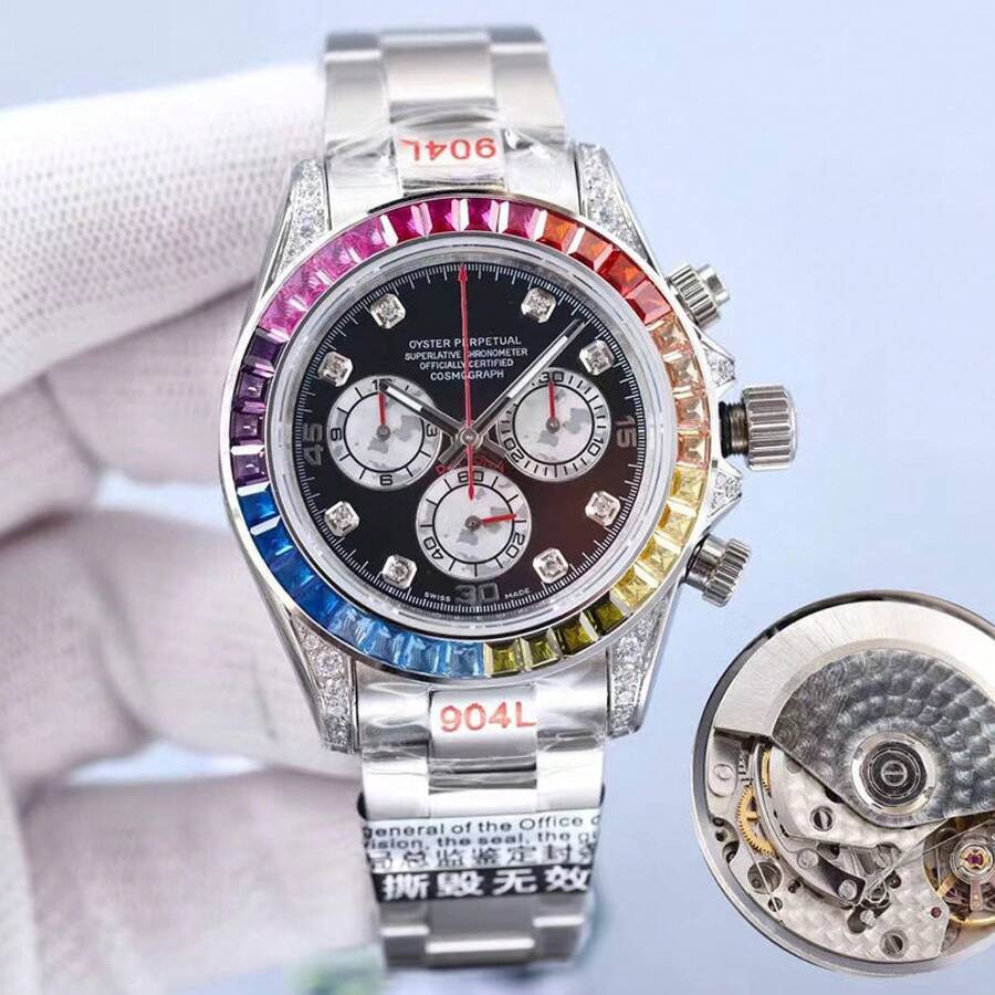 Rainbow  Starry Sky Diamond Functional Chronograph Automatic Mechanical Series  Cross-Border Foreign Trade Men's Watch - 1 - Xem 1