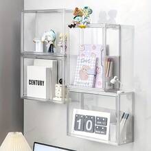 DIY组装PET收纳盒，透明灰色多层防尘展示柜，桌面手办盲盒，化妆品收纳盒 - 彩色 - 查看 7