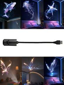 360° Adjustable Marine Life LED Projection Lamp, Dreamy USB Night Light, Outdoor Holiday Decor Light With Whale, Jellyfish, Starfish Patterns, Suitable For Indoor Use, Creates Festive Atmosphere For Bedroom, Party, Birthday, Valentine's Day Gift - Black - View 11