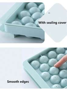 33-Cavity Ice Ball Maker Mold With Lid, Ice Cube Tray For Cocktail, Whiskey, Soda, Beer Chilling - Blue - View 8