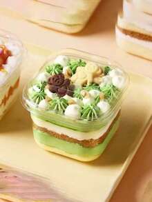 Hộp đựng bánh Tiramisu/Mousse (10/20 chiếc), hộp đựng tráng miệng bằng nhựa PP dùng một lần, thích hợp làm đồ dùng học tập làm bánh, túi đựng thực phẩm, hộp đựng thực phẩm, có thể đựng kẹo, sô cô la, bánh quy, v.v. - trong suốt - Xem 9