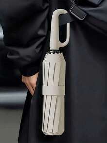 Automatic Folding Umbrella, Thickened 10-Rib Frame, Black Rubber UV Protection - A - View 8