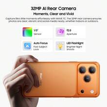Blackview WAVE 7C 无锁智能手机，Android 16 系统，5000mAh 电池，13MP+32MP 侧边快捷键，八核处理器（4+8 核扩展），GB+64GB/128GB/1TB SD 存储，6.56 英寸高清+显示屏，3 个卡槽，4G 双卡双待手机（不含适配器） - 橘色 - 查看 5
