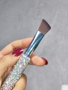 1支多功能化妆刷，奢华水钻三角高光刷，鼻部轮廓刷，小巧便携，柔软刷毛，优雅礼品 - 彩色 - 查看 3