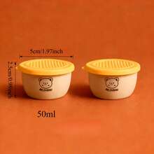 2/6个装可爱卡通图案塑料酱料杯，带盖，便携式密封调味碟，调味品容器，沙拉番茄芥末酱储存容器，可重复使用，适合学生和成人居家、学校、宿舍、办公室、户外露营、野餐、旅行等场合使用。 - 彩色 - 查看 14