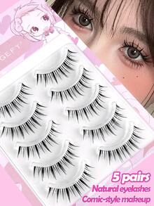 MAANGE 5 Pairs Natural Short False Eyelashes For Sensitive Skin, Delicate & Soft 11mm Small Lashes, Transparent Root Lively Energy Eyelashes - Black - View 11