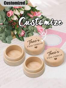 Personalized Wooden First Haircut Keepsake Box - A Perfect Gift With Name And Date, For Birthdays Or Baptisms - Multicolor - View 1