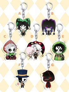 1个亚克力钥匙扣，造型奇特的马戏团小丑，可爱动漫小丑吊坠，动漫怪诞马戏团钥匙扣，手机挂饰/手机链，包包配件，创意粉丝礼物，双面贴有保护膜 - 彩色 - 查看 13