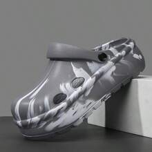 Splash Ink Platform Sandals - Fashionable Thick-Sole Hollow Out Clogs-Style Shoes - Grey - View 8