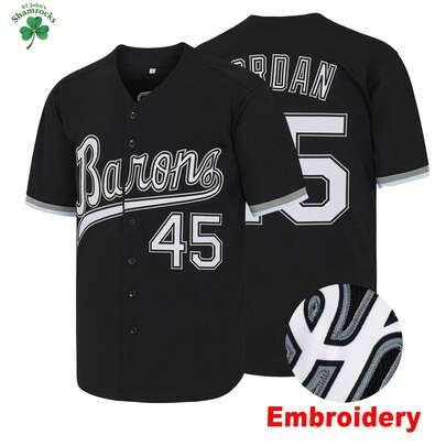 MEAN MACHINE 90s #45 Barons Classic Black Baseball Jersey,Lette Embroidered Professional Sports Clothing Unisex Spring