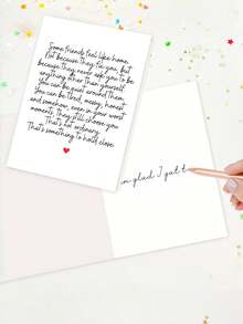 1 pieza "Algunos amigos se sienten como en casa" Elegante tarjeta de con sobre - Diseño de caligrafía y corazón, ideal para cumpleaños, agradecimiento y mejórate, perfecta para mujeres, hombres, colegas y maestros, página interior en blanco - Ver 4