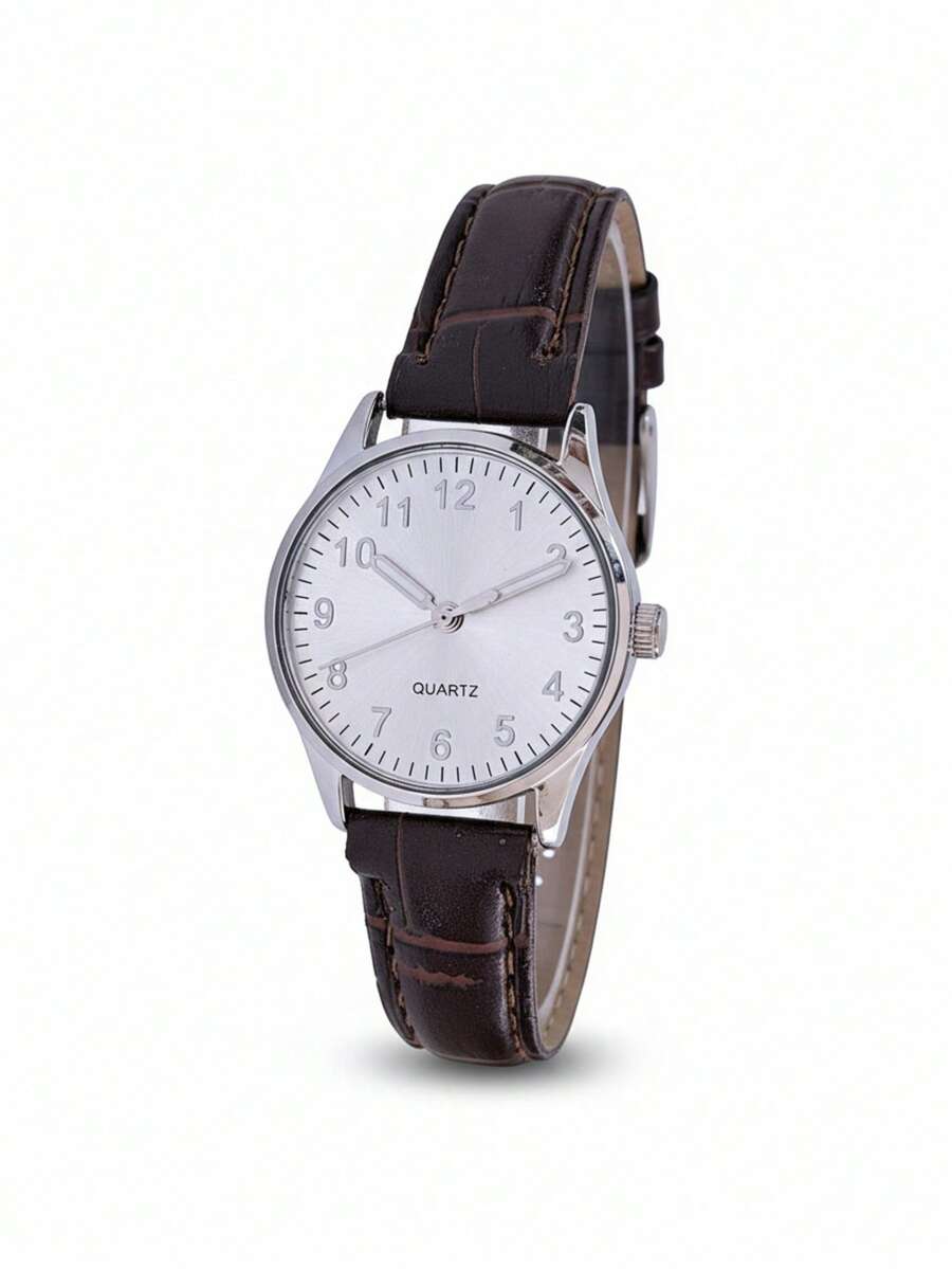 Women's Elegant Minimalist Casual Watch With Small PU Leather Strap - 鏽棕色 - 查看 1