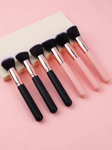 3pcs Blush Brush, Foundation Brush, Wooden Handle Face Makeup Brush, Seamless Concealer Contour Brush, 1pc Fan-Shaped Highlighter Brush, Powder Brush, Soft Fan-Shaped Makeup Brush, Cosmetic Tools - Multicolor - View 3