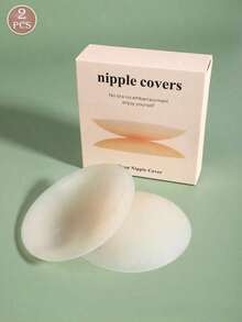 SIZE D Reusable Ultra-Thin Nipple Cover Boob Pads , Strapless Invisible Self-Adhesive Breast Cream For Easy Carrying, Lingerie And Lingerie Accessories Anti-Bump Embarrassment - Màu be 2 - Xem 5