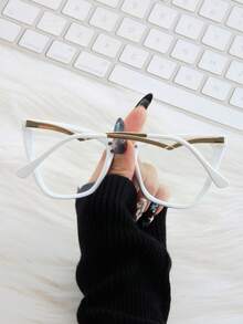 TR Cat Eye Brown Tinted Glasses, Suitable For Daily Wear - White - View 4