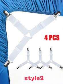 2/4 piezas/set Sujetadores de edredón triangulares, herramienta de fijación de edredón con clip metálico y banda elástica ajustable, correas antideslizantes invisibles prácticas, adecuadas para cojines de sofá, sábanas de edredón, textiles para el hogar, artículos del hogar, opciones disponibles en negro y blanco - A - Ver 13
