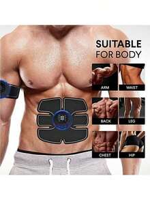 AXH 可充电便携式肌肉按摩器，腹部健身贴片，无线液晶显示屏，缓解疲劳 - 黑色 - 查看 4