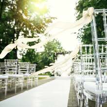 12 件套时尚纯色缎带椅套，尺寸 4*200 厘米/1.57*78.74 英寸，适用于婚礼宴会、正式活动、餐桌座椅、新娘送礼会装饰、酒店招待会、周年庆典、花园商务晚宴、豪华餐饮、订婚派对等场合。 - 彩色 - 查看 8