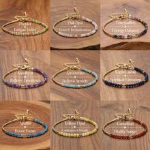 1pc Healing Crystal Bracelet, Natural 3mm Beryl, Amethyst, Black Quartz Faceted Beads, Adjustable, Unisex, Birthday Gift, Fashion Accessory, Friendship Gift - Multicolor - View 2