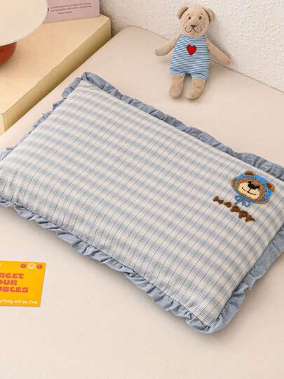 1pc New Embroidered Pillow With Delicate Lace Trim, Soft And Supportive, Comfortable For Any Sleeping Position, Removable Zipper Design, Suitable For Children's Room, Nursery, All Seasons