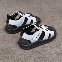 1双黑白平底凉鞋，时尚百搭舒适露趾婴幼儿沙滩鞋 - 白色 - 查看 5