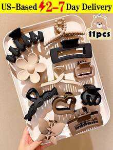 11pcs Fashionable & Elegant Hair Clips[US-Based Shipping], Practical & Decorative Gift For Girls, Suitable For Commuting, Casual Occasions, Adding Minimalist Chic To Hairstyles,Elegant Decor Cute European & American Style Hair Clips, School Supplies, Cute Flower Shape Hair Claws For Daily Wea,Multi-Color Square Hair Claw Clips, Fashionable Gift For Cute Girls, Suitable For Casual Daily Wear, All Season,Bangs Clips, Hair Accessories, Multi-Function Mini Hair Clips, Fashion Hair Clips Suitable For Girls, Simple Bangs Clips And Retro Hair Clips, Hair Claws, Hair Pins, Hair Clips,Hair Accessories, Suitable For Girls Holiday Costumes - Nhiều màu - Xem 12