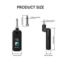 2.4GHz无线吉他系统，可充电无线音频系统，吉他发射器接收器，适用于电吉他、贝斯、电子乐器 - 黑色 - 查看 7