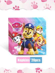 Paw Patrol 汪汪队立大功粉色主题珍珠派对用品，一次性餐具，生日、节日、家庭聚会、性别揭晓派对、万圣节、感恩节、情人节、圣诞节、返校季派对装饰 - 彩色 - 查看 21