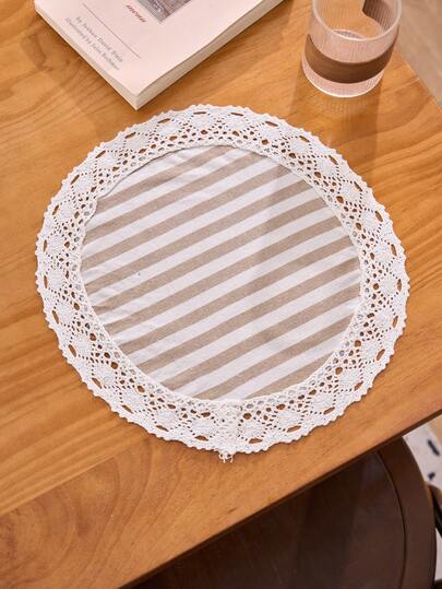 1/2/4/6/12pcs Striped Lace Placemats, Suitable For Home Kitchen, Dining Table, Parties, Weddings, Offices, Coffee Tables, Dorms, All Seasons