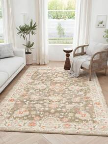 1件浅米色图案地毯，采用柔软舒适的材质制成，易于清洁，底部防滑，适用于装饰客厅、卧室、浴室、厨房、餐厅、办公室和庆典场所。 - 香檳色 - 查看 7