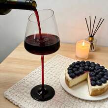香槟酒杯和葡萄酒杯 - 现代高脚黑色底座，适用于起泡酒、桃红葡萄酒、普罗塞克、香槟 - 手工酒吧用具，完美礼品之选 - 酒紅色 - 查看 4