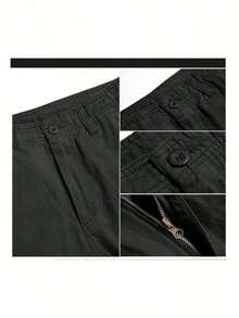 Pantalón de exterior informal y versátil Corte relajado, múltiples bolsillos - Negro - Ver 8